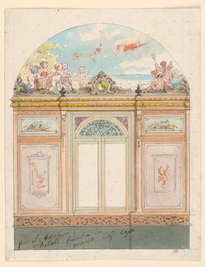 Rajz, festett faldíszítés, 1870 alkotó: Giacomo Casa