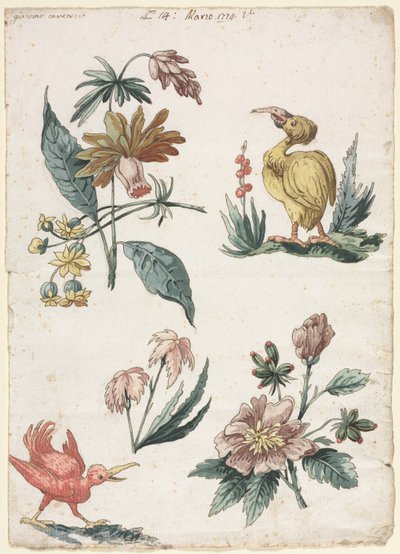 Virágminták két madárral, 1774. alkotó: Giacomo Cavenezia