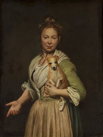 Egy nő kutyával, 1740-es évek. alkotó: Giacomo Ceruti