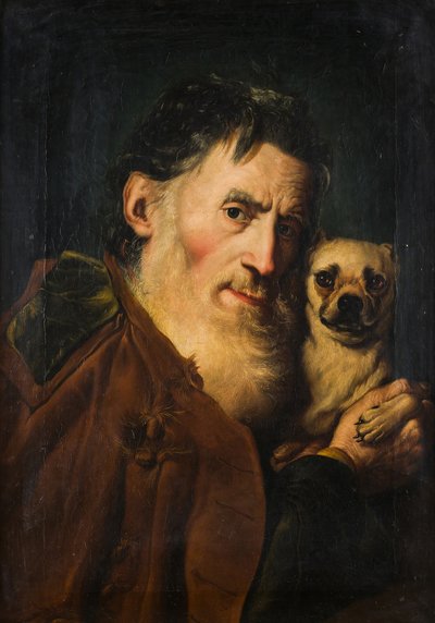 Egy öregember kutyával, 1740-es évek. alkotó: Giacomo Ceruti