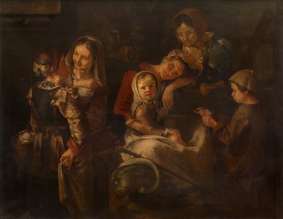 Parasztasszonyok és gyermekek alkotó: Giacomo Francesco Cipper