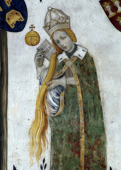 Saluzzo márki és feleségeik történelmi és mitológiai hősként és hősnőként való ábrázolása. Részlet: Beatrice Visconti mint Aetiope, I. Fredericos felesége 1418-30 alkotó: Giacomo Jaquerio