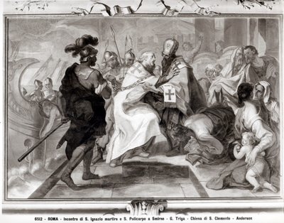 Antiochiai Szent Ignác (i.sz. 107) és Szmirnai Szent Polikárp (i.sz. 69-kb. 155) találkozása alkotó: Giacomo Triga
