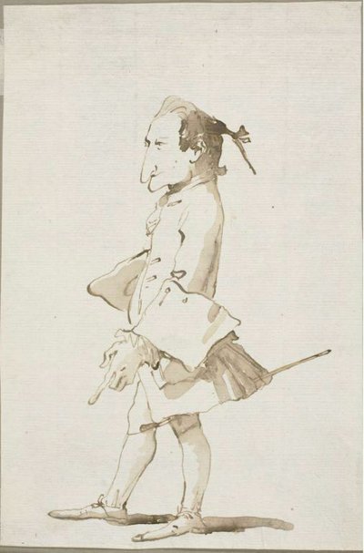 Egy férfi karikatúrája, egész alakos, balra néz alkotó: Giambattista Tiepolo