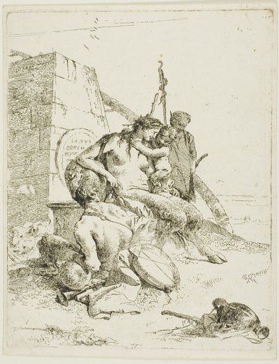Szatír család az obeliszktel, Scherziből alkotó: Giambattista Tiepolo