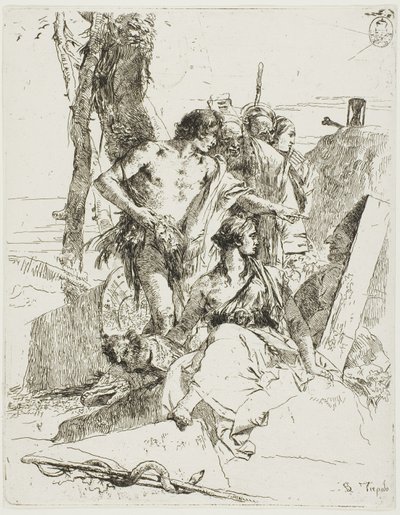Punchinello sírjának felfedezése, Scherzitől alkotó: Giambattista Tiepolo