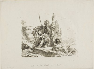 Három katona és egy fiú, Capricciból alkotó: Giambattista Tiepolo