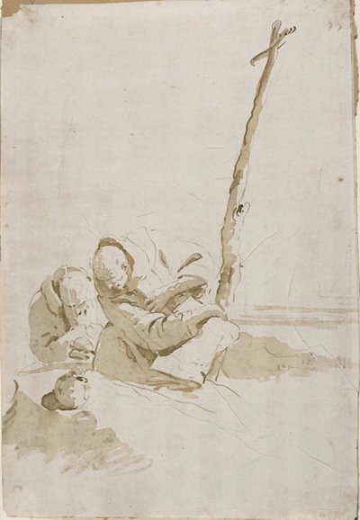 Két szerzetes egy koponyán gondolkodik alkotó: Giambattista Tiepolo