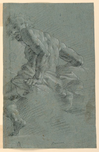 Tanulmány Hermészről, Előkészítő tanulmány az óriások bukására, mennyezeti freskó a Palazzo Moroniban, Bergamo alkotó: Gian Giacomo Barbelli
