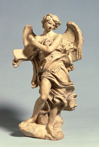 Angyal kezében a felirat, 1668-69 körül (alacsony égetésű agyag) alkotó: Gian Lorenzo Bernini