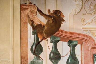 Részlet a majomról, a Foresteria farsangi jeleneteinek szobájából alkotó: Giovanni Domenico Tiepolo