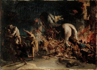 Trója ostroma, 1760 körül. alkotó: Giovanni Domenico Tiepolo