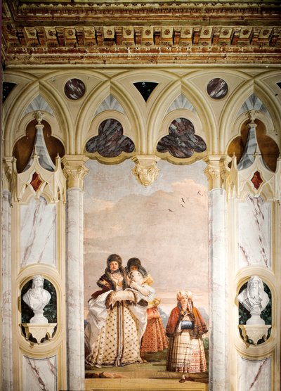 A téli séta a gótikus pavilon terméből, a Foresteriában, 1757 alkotó: Giovanni Domenico Tiepolo