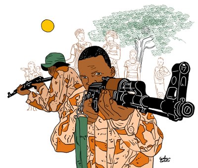 Katonai Afrika, 2022 (digitális) alkotó: Gianluca Costantini