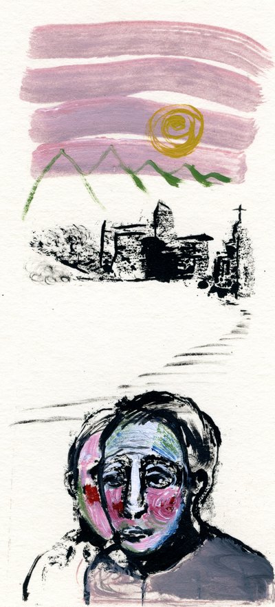 Mountain Village, 2017, (olaj, papír) alkotó: Gigi Sudbury