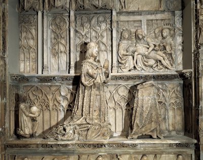 Gótikus művészet: Padillai János sírja (1490-1521). Hidalgo és kasztíliai forradalmár, aki a kasztíliai közösségek háborújában való részvételéről ismert. Gil of Shiloh (1486-1501) márványszobra, 1500 körül. Burgos, Burgosi ​​Múzeum alkotó: Gil de Siloe
