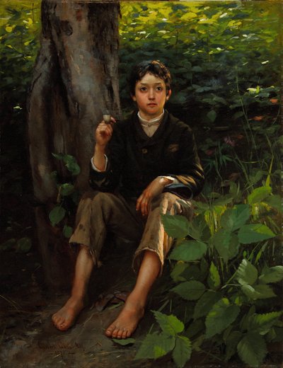 Első füstje 1878 (Olaj, vászon) alkotó: Gilbert Gaul