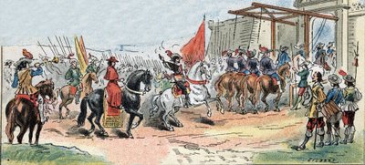 La Rochelle ostroma – Franciaország története: XIII. Lajos király (1601-1643) és de Richelieu bíboros (Armand Jean du Plessis) bevonulása alkotó: Gilbert Gilbert