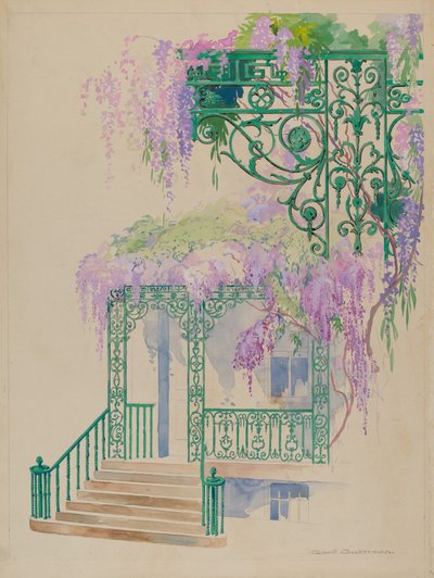 Öntöttvas tornáckorlát, c. 1936. alkotó: Gilbert Sackerman