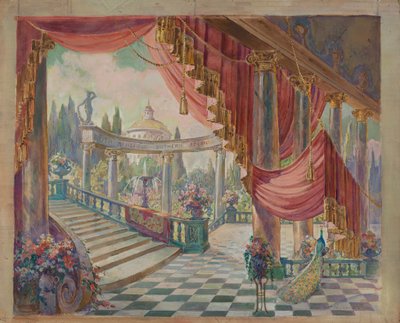 Színpadi díszlet, c. 1939. alkotó: Gilbert Sackerman
