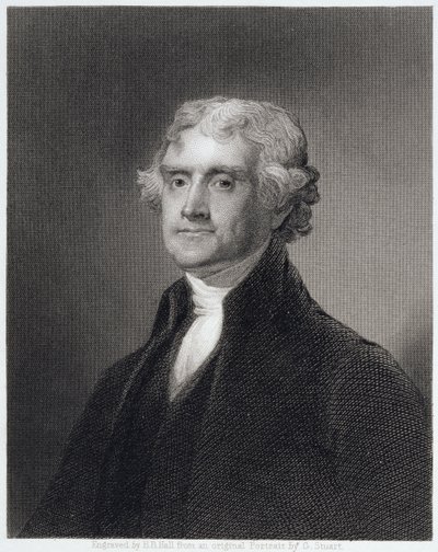 Thomas Jefferson portréja, Henry Bryan Hall (1808-84) metszete alkotó: Gilbert Stuart