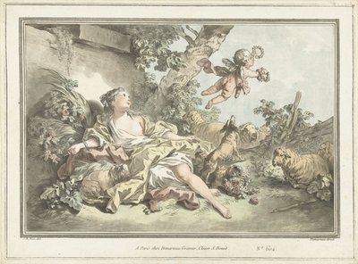 Pásztorlány repülő Ámorral alkotó: Gilles Antoine Demarteau