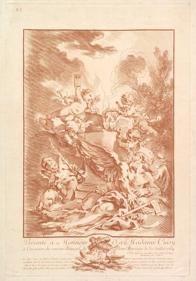 Allegória egy házassági megemlékezésre Allegória a megemlékezésre o..., 18. század közepe. alkotó: Gilles Demarteau