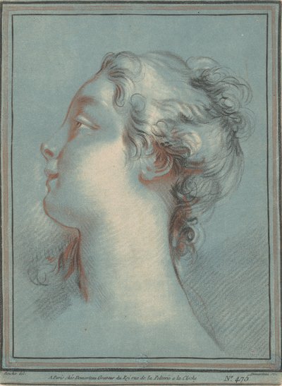 Egy fiatal nő feje balra néz alkotó: Gilles Demarteau, the Elder, after François Boucher
