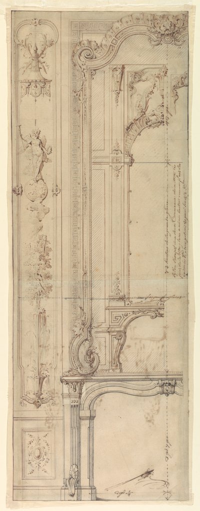 Tervek kéménytetőkhöz a Hotel de Pomponne-hoz, Place des Victoires, Párizs alkotó: Gilles-Marie Oppenord