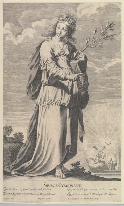 Cimmerian Sibyl, kb. 1635. Alkotók: Gilles Rousselet, Abraham Bosse. alkotó: Gilles Rousselet and Abraham Bosse