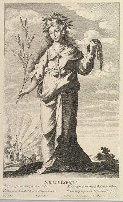Lybian Sibyl, kb. 1635. Alkotók: Gilles Rousselet, Abraham Bosse. alkotó: Gilles Rousselet and Abraham Bosse