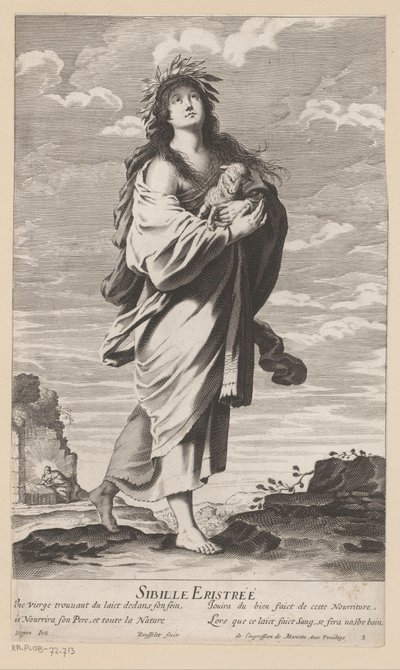 Erythrae-i Szibilla, a háttérben Mária és gyermeke Sibille Eristrée (cím a tárgyon) Sibyls (sorozat címe) Les Sibylles (sorozat címe) alkotó: Gilles Rousselet