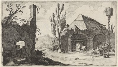 Országút egy rom és egy fogadó közelében Tizenkét tájkép (sorozat címe) alkotó: Gillis van Scheyndel (I)