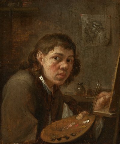 Önarckép a műteremben, 1645 körül (olaj, tábla) alkotó: Gillis van Tilborgh
