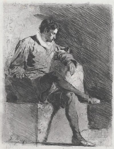 Ülő férfi tizenhatodik századi jelmezben, c. 1878. alkotó: Gioacchino Banfi