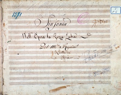 Gioacchino Rossini La gazza ladra (A tolvaj szarka) szimfóniájának első oldala alkotó: Gioachino Rossini