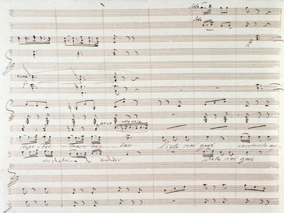 A Le Comte Ory partitúrájának oldala Gioacchino Rossini kézírásos javításával alkotó: Gioachino Rossini