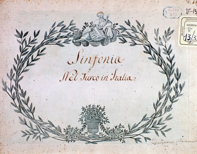 Gioacchino Rossini A török Olaszországban című szimfóniájának partitúrájának oldala alkotó: Gioachino Rossini