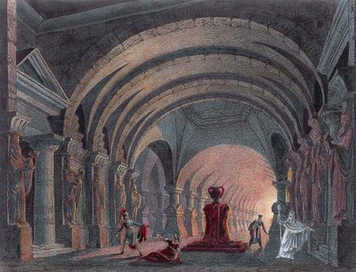 Gioacchino Rossini (1792-1868) szcenográfiája a Szemiramid IV. felvonásához, metszet alkotó: Gioachino Rossini