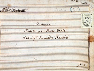 Kotta Tancredi kicsinyített szimfóniájához zongorára, Gioacchino Rossini operája alkotó: Gioachino Rossini