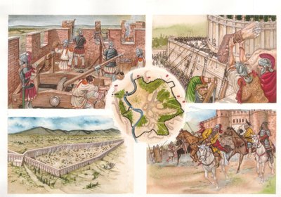 Gót háború (535-553) a bizánciak és az ostrogótok között: Róma ostroma 537-ben, amelyet Belisaire serege védett. alkotó: Giorgio Albertini