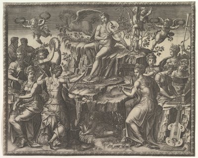 Apollo and the Muses, kb. 1557. alkotó: Giorgio Ghisi