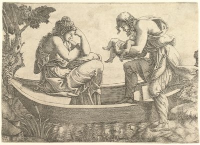 Danae és a csecsemő Perszeusz, akit Acrisius vetett ki a tengerre, 1543. alkotó: Giorgio Ghisi