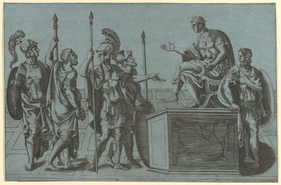 Római katonák egy császár előtt, 1540 előtt. alkotó: Giorgio Ghisi