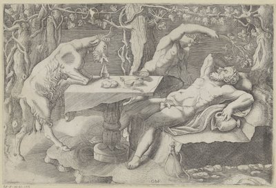 Silenus, een sater en een geit Slapende Silenus alkotó: Giorgio Ghisi