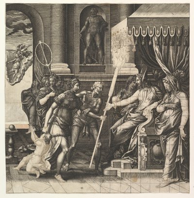 Apelles gyalázata, 1560. alkotó: Giorgio Ghisi