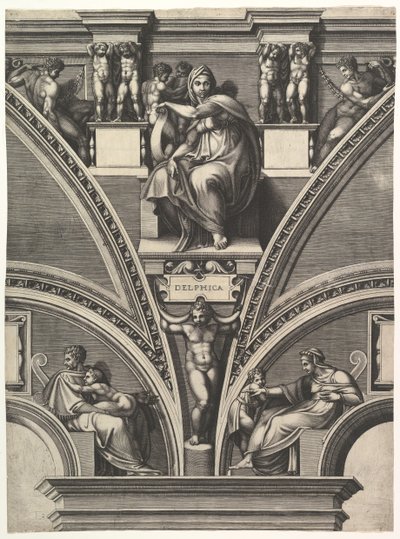 A delphoi szibilla, a Próféták és Szibilla a Sixtus-kápolnában sorozatból, 1570-75. alkotó: Giorgio Ghisi