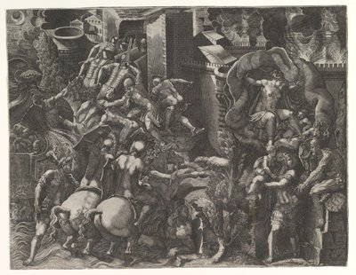 Trója bukása és Aeneas menekülése, 1540-es évek közepe. alkotó: Giorgio Ghisi