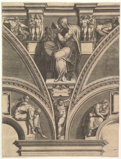 A perzsa szibilla, a Próféták és Szibilla a Sixtus-kápolnában sorozatból, 1570-75. alkotó: Giorgio Ghisi