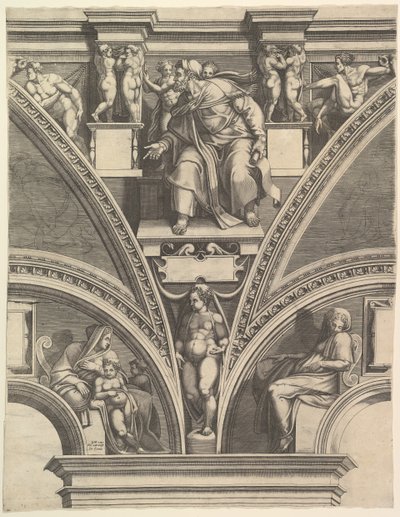 Ezékiel próféta, a Próféták és szibillák a Sixtus-kápolnában című sorozatból, 1570-75. alkotó: Giorgio Ghisi